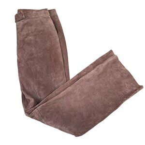 Vintage 90s 00s Bushwacker Straight Leg Pants Size 10 Beige 100% Suede Leather